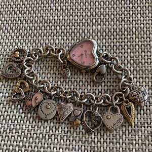 BRIGHTON Heart 12 Charm different Bracelet with Pink Watch